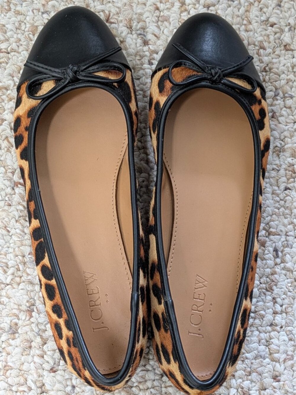 NWT J.Crew Leopard Print Calf Hair Cap Toe Ballet Flats Size Women's 6.5 No Box